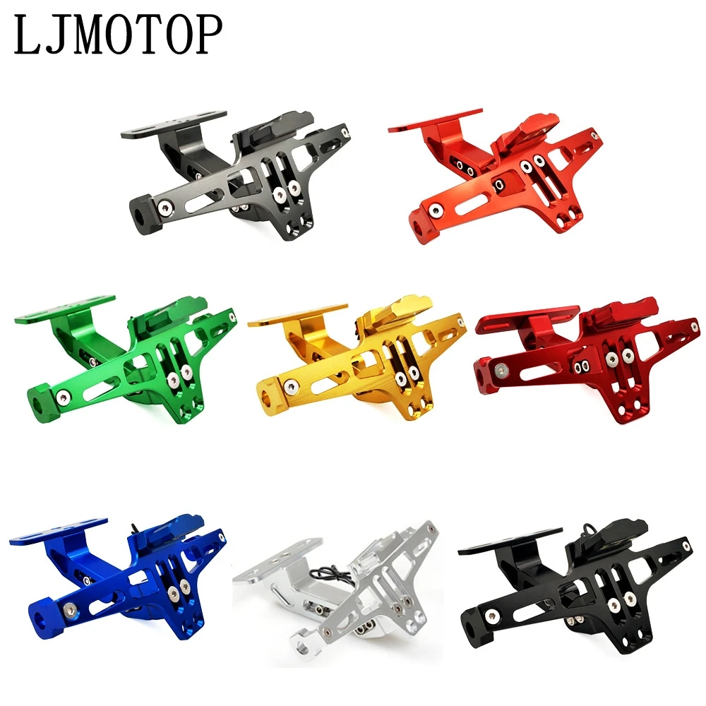 Держатель рамы номерного знака мотоцикла регулируемый угол + светодиодный