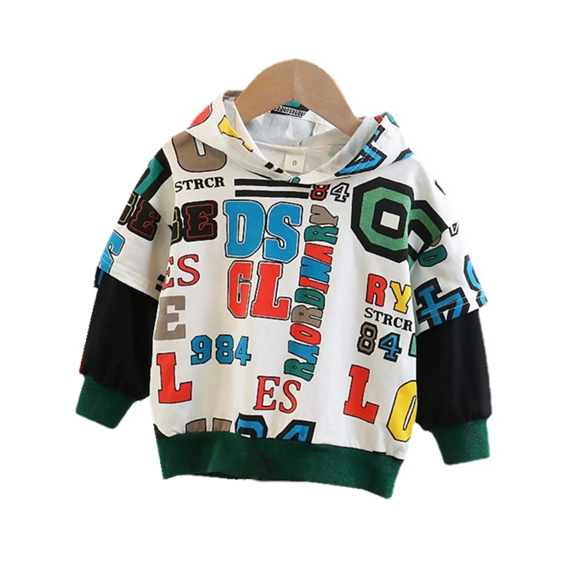 

Spring Autumn Kids Boys Fashion Clothes Children Girls Letter Hooded T Shirt Toddler Casual Hoodies Baby Infant Cotton Clothing