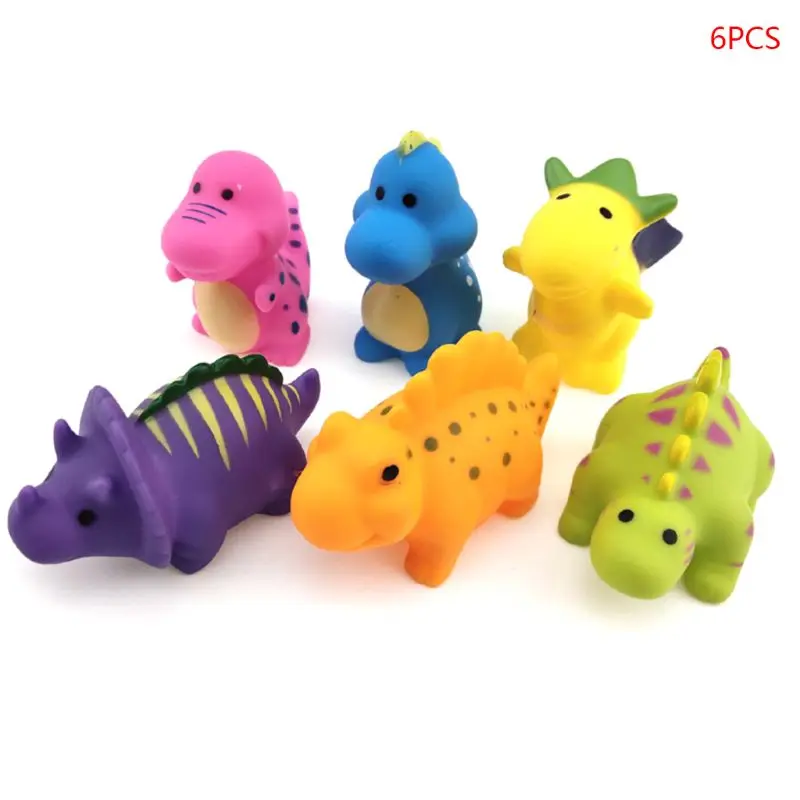 

6Pcs Baby Bathtub Dinosaur Toys Color Cartoon Bathroom Floating Fun Bath Toy Set Q0KB