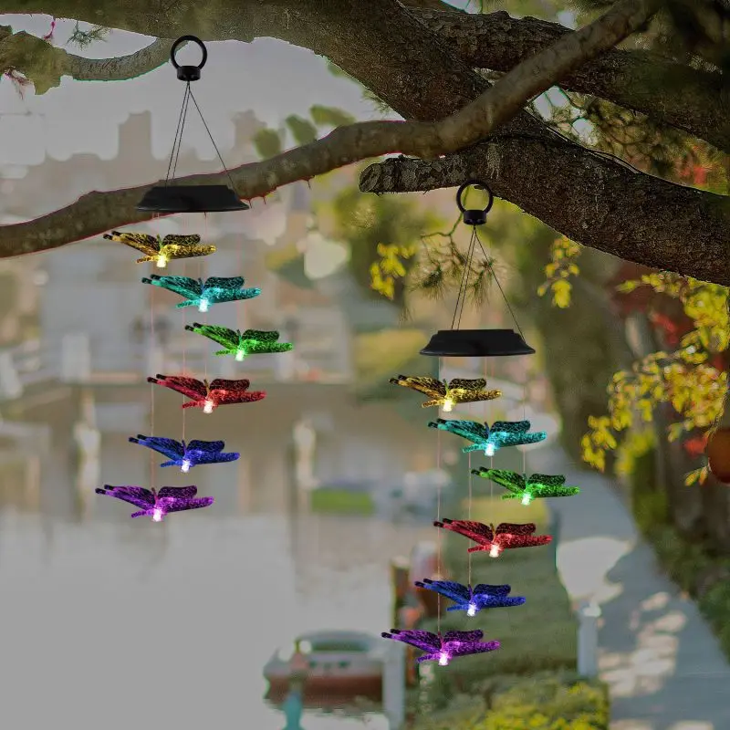 Светодиодный светильник с солнечными бабочками и колокольчиками для дома сада