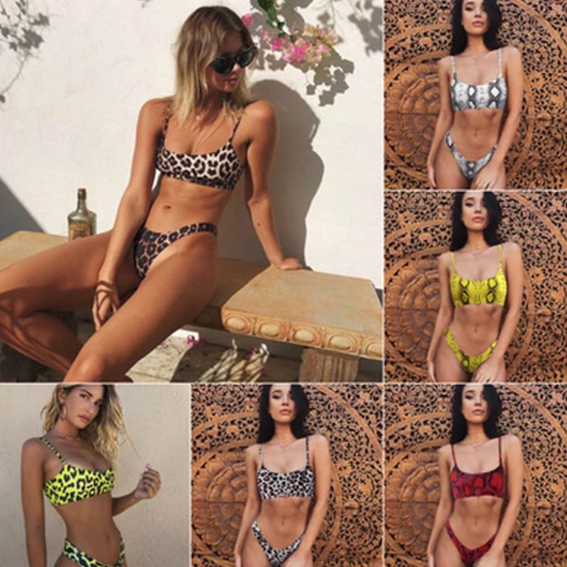 

Snakeskin Bikini Women Swimwear Leopard Bikinis Sexy Biquini Swim Suit Push Up Swimsuit Female Beachwear Swimming Bikini Women