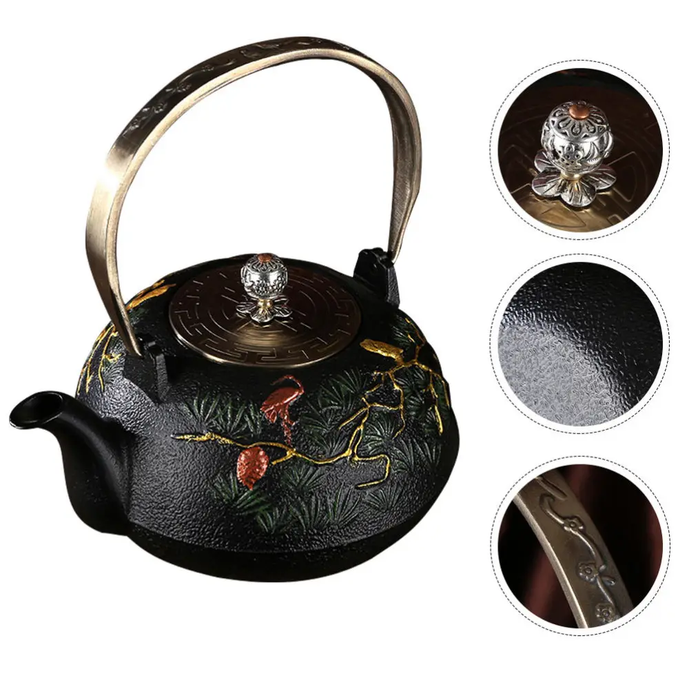 

Uncoated Cast Iron Decorative Teapot Antique Tea Kettle with Infuser