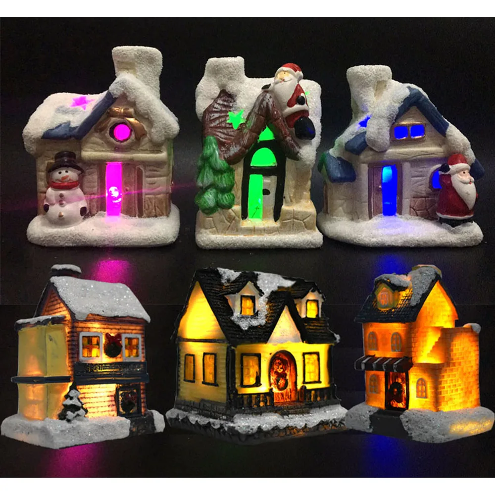 

Glowing Cabin Desktop Christmas Snow House Craft for Home Hotel Office