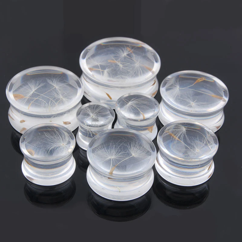 1 пара принт в виде одуванчиков Акриловые штекер уха датчик расширитель носилки