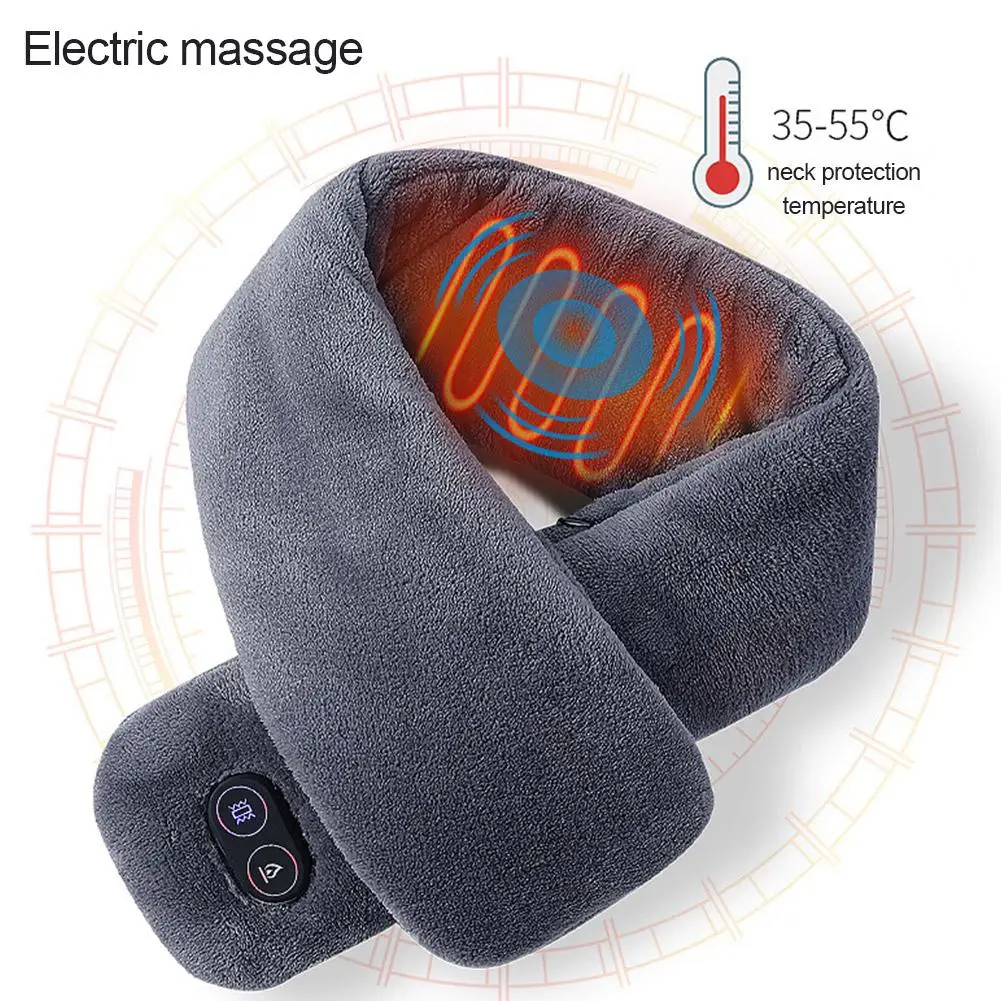 

2020 Winter Smart Heating Pure Color Neck Protection Vibration Massage Scarf Unisex Heated Scarf Vibration Massage Neckerchief