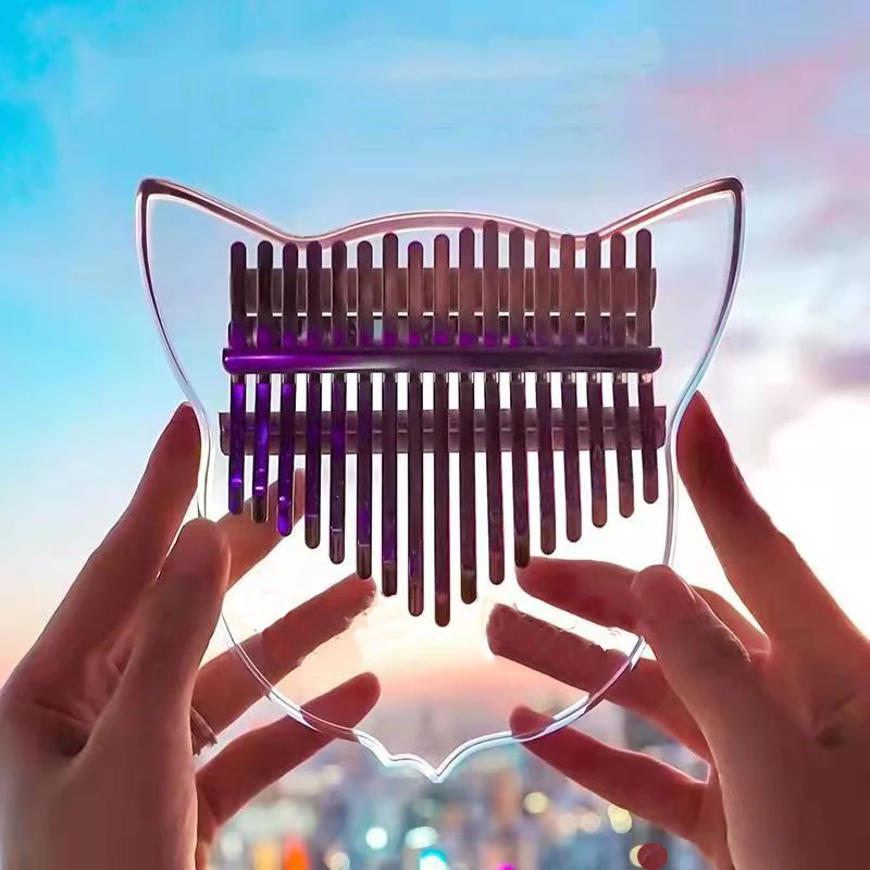 

17 Key Transparent Thumb Piano Acrylic Finger Mbira Single Board High Quality Instrument with Tuner Hammer Stick Calimba Case