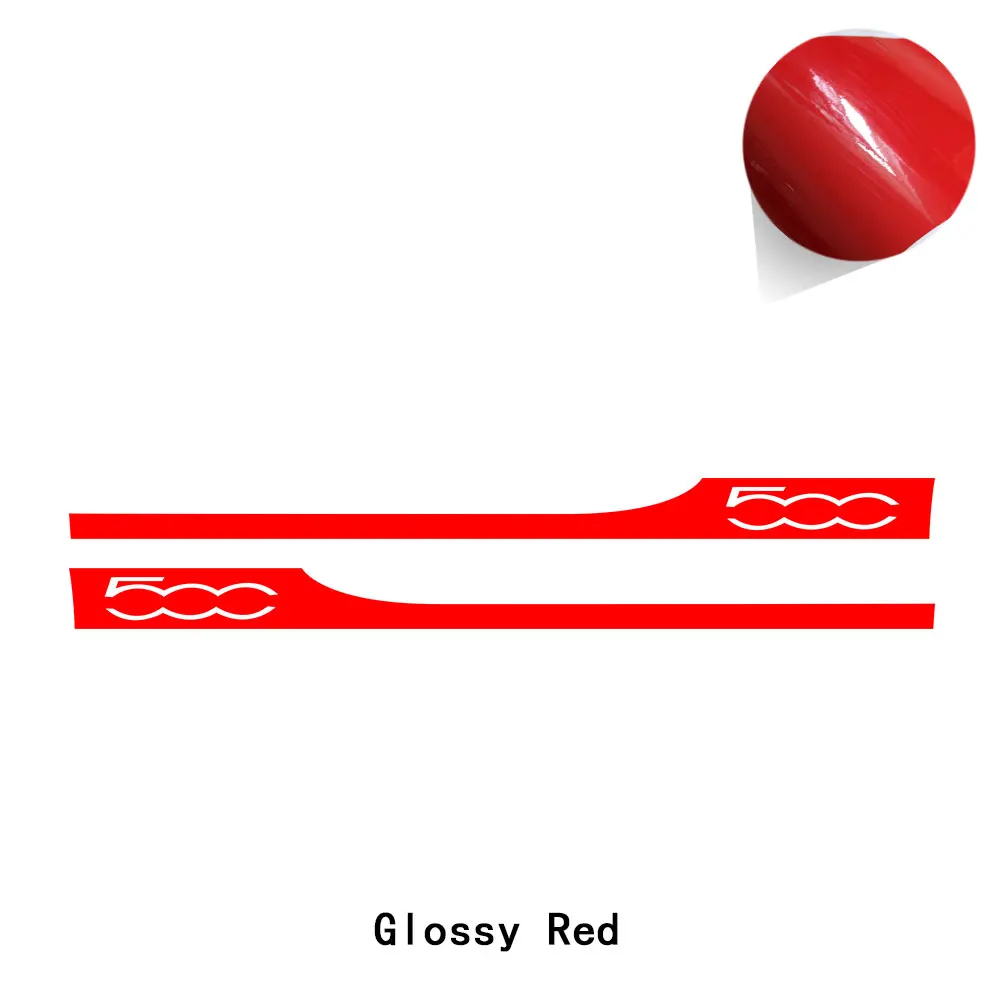 gloss red 2 предмета в комплекте, для стайлинга автомобилей, для гонок, Abarth, с боковыми полосками, для юбки, наклейка, для украшения тела, индивидуальная наклейка для Fiat 500, аксессуары - Название цвета: gloss red