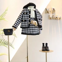 girls clothing set spring and autumn baby clothes long sleeve plaid kids suit topskirt 2pcs elegant children clothing outfit