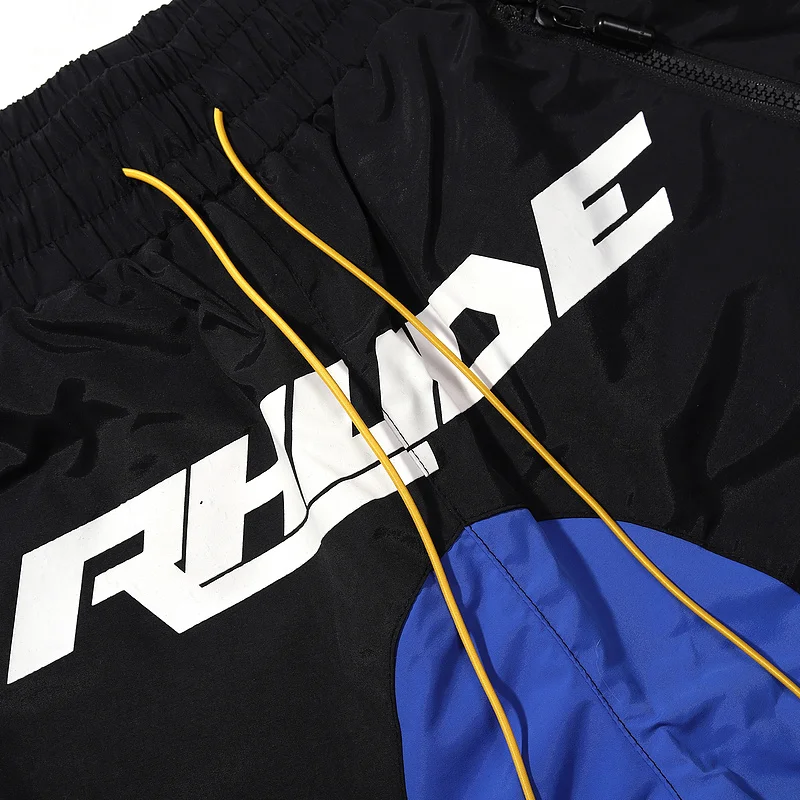 

Rhude Beach Shorts Men Women Quick-Dry HipHop 3M Reflective Patchwork Knee Length Shorts Men