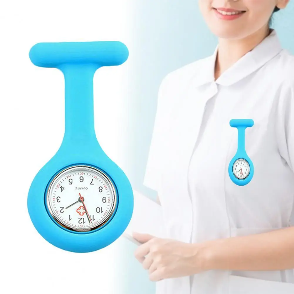 

80% Hot Sale Nurse Watch Casual Pocket Watch Soft Silicone Electroplating Nurse Watch Brooch Watch Free Battery Quartz Watch