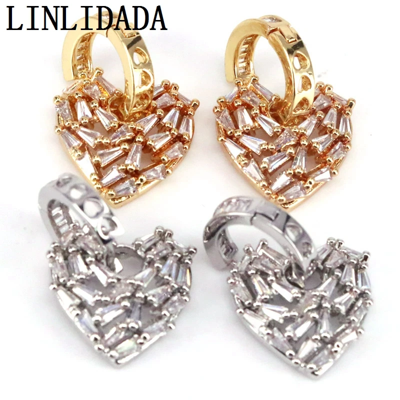 3 пары модных детских носков Цвет золотистый белый камень серьги в форме сердца
