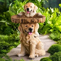 garden dog statues playful puppies birdbath polyresin antique garden bird bath home garden yard animal sculptures ornament