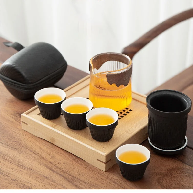 

Портативный класса люкс Чай комплект Винтаж Керамика минималистский чайный набор кунг-фу Чай Набор для путешествий на открытом воздухе дер...