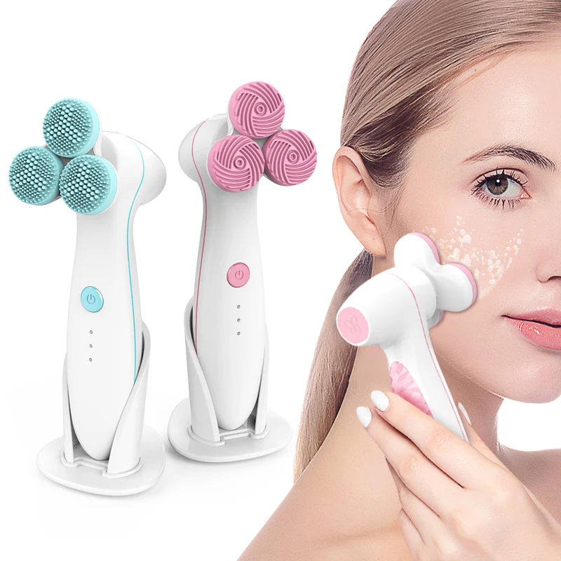 Силиконовая щетка для чистки лица 3 электрические щетки новинка умный 3D массаж