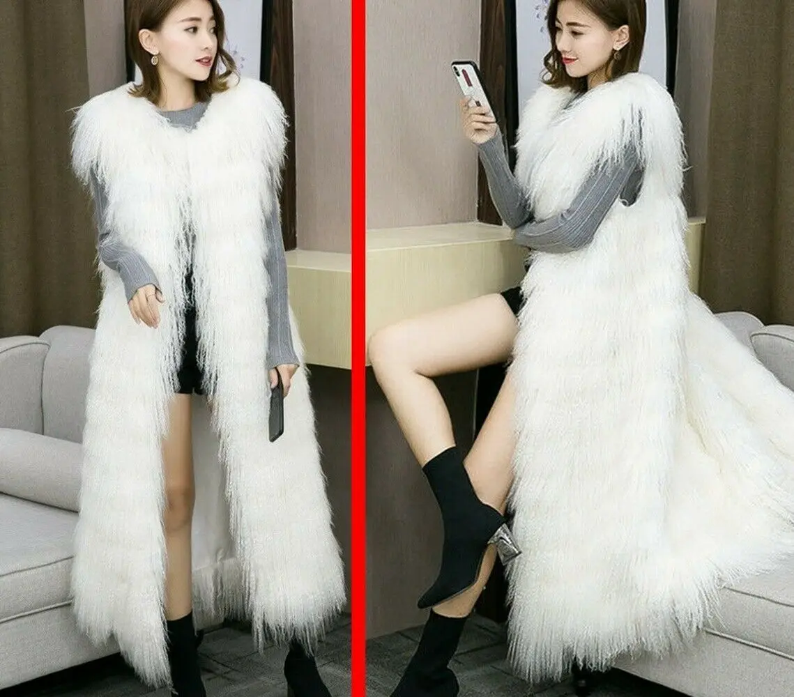 Настоящий настоящий женский меховой жилет натуральное монгольское овечье