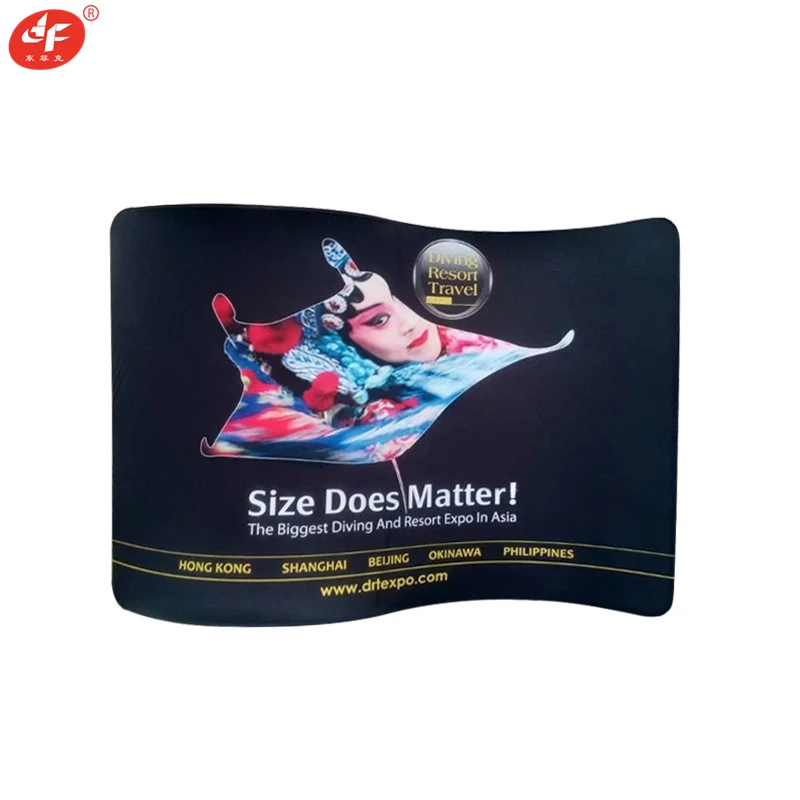 8 футов 10 настраиваемые S формы натяжения ткани выставочные стенды с лозунгом