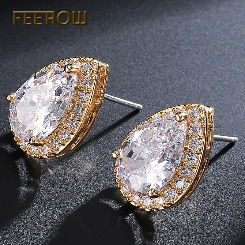 FEEHOW нигерийские капли воды кубического циркония свадебные ювелирные наборы