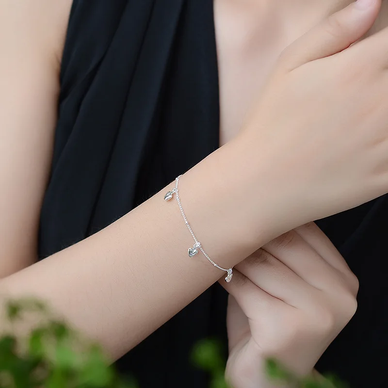 Модный женский очаровательный браслет с сердцем для женщин из стерлингового