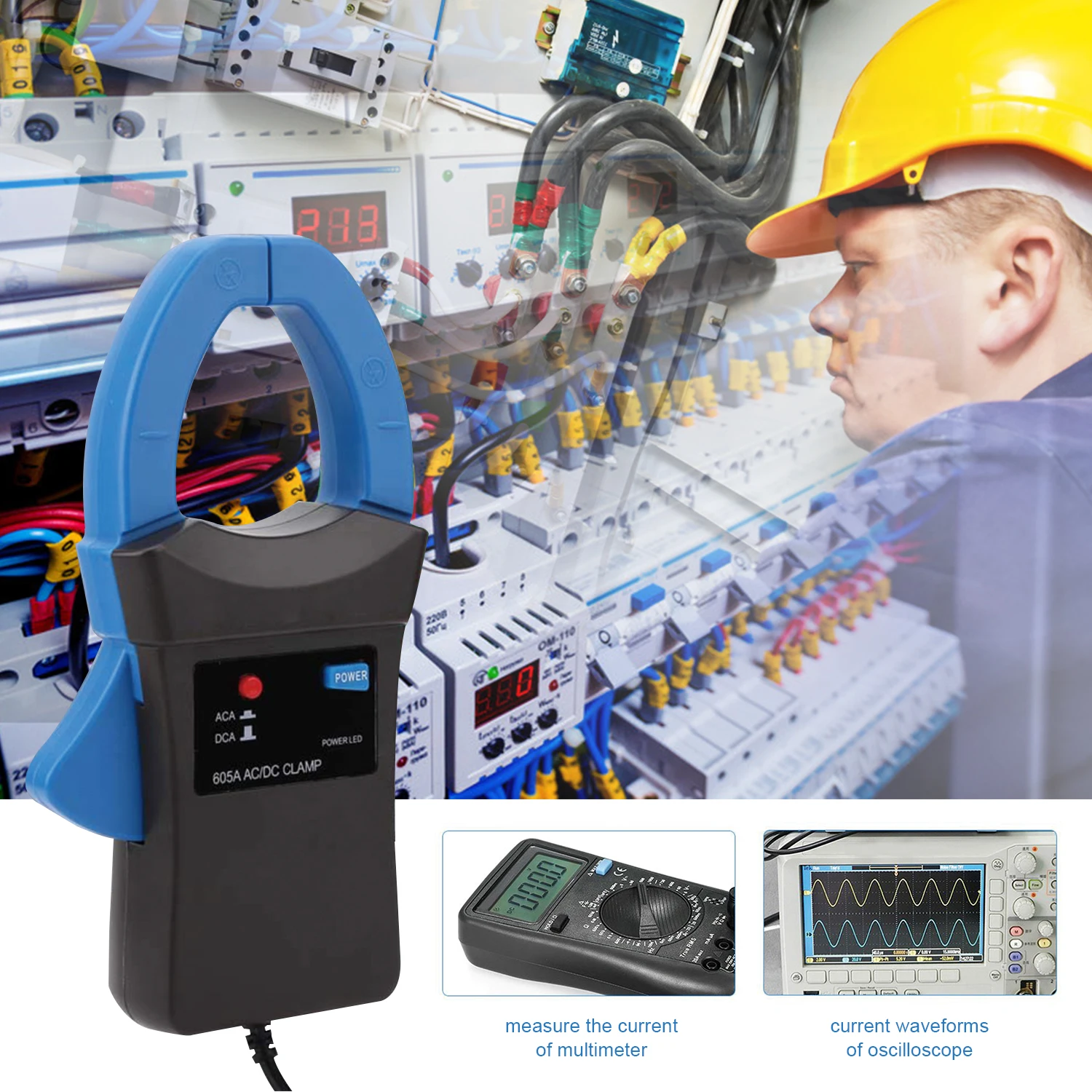 Holdpeak HP-605A AC DC Цифровой мультиметр с клещами для 600A Зажим адаптер Высокая точность