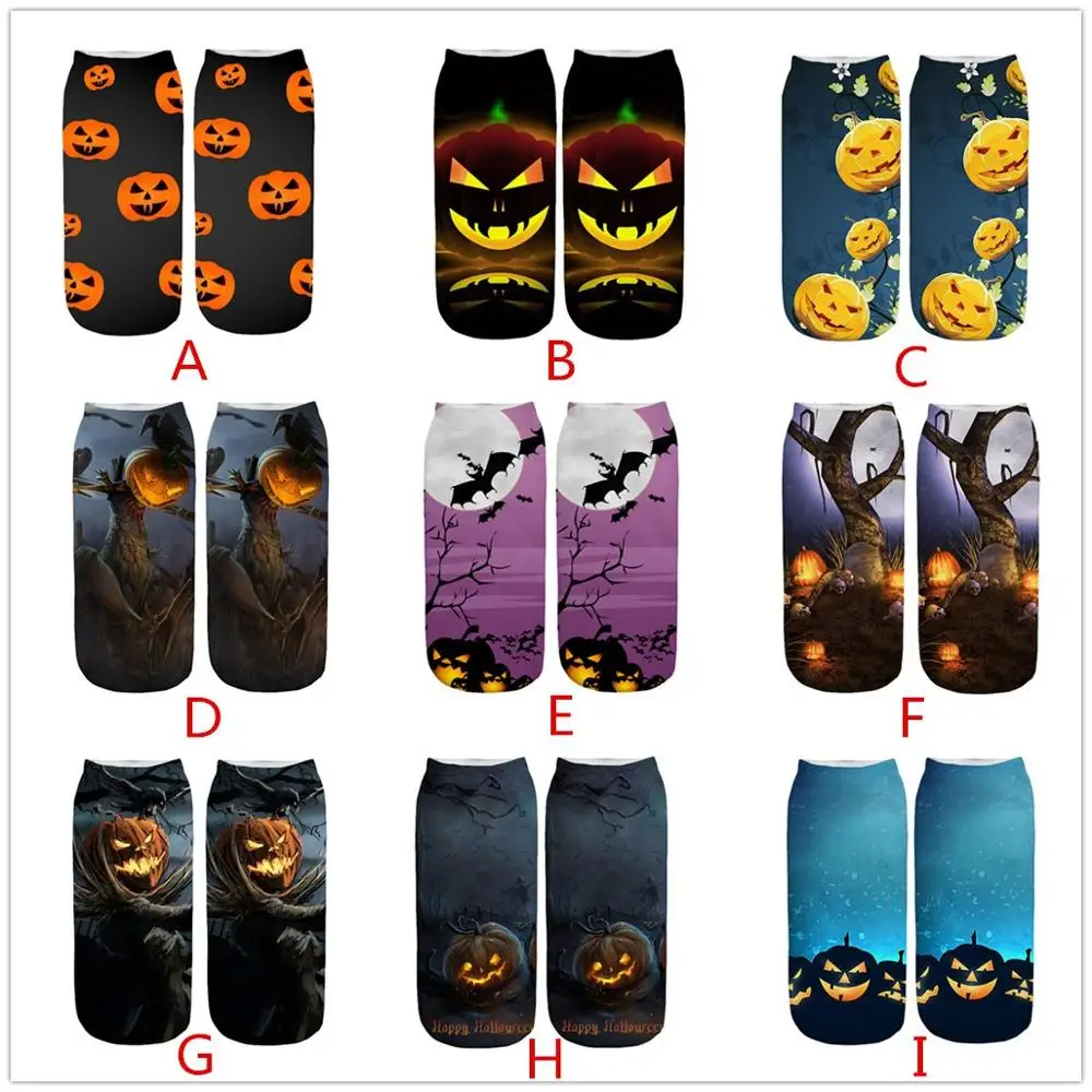 Носки Хэллоуин 2019 женские 3D печатные тыквы животных зимние осенние носки теплые