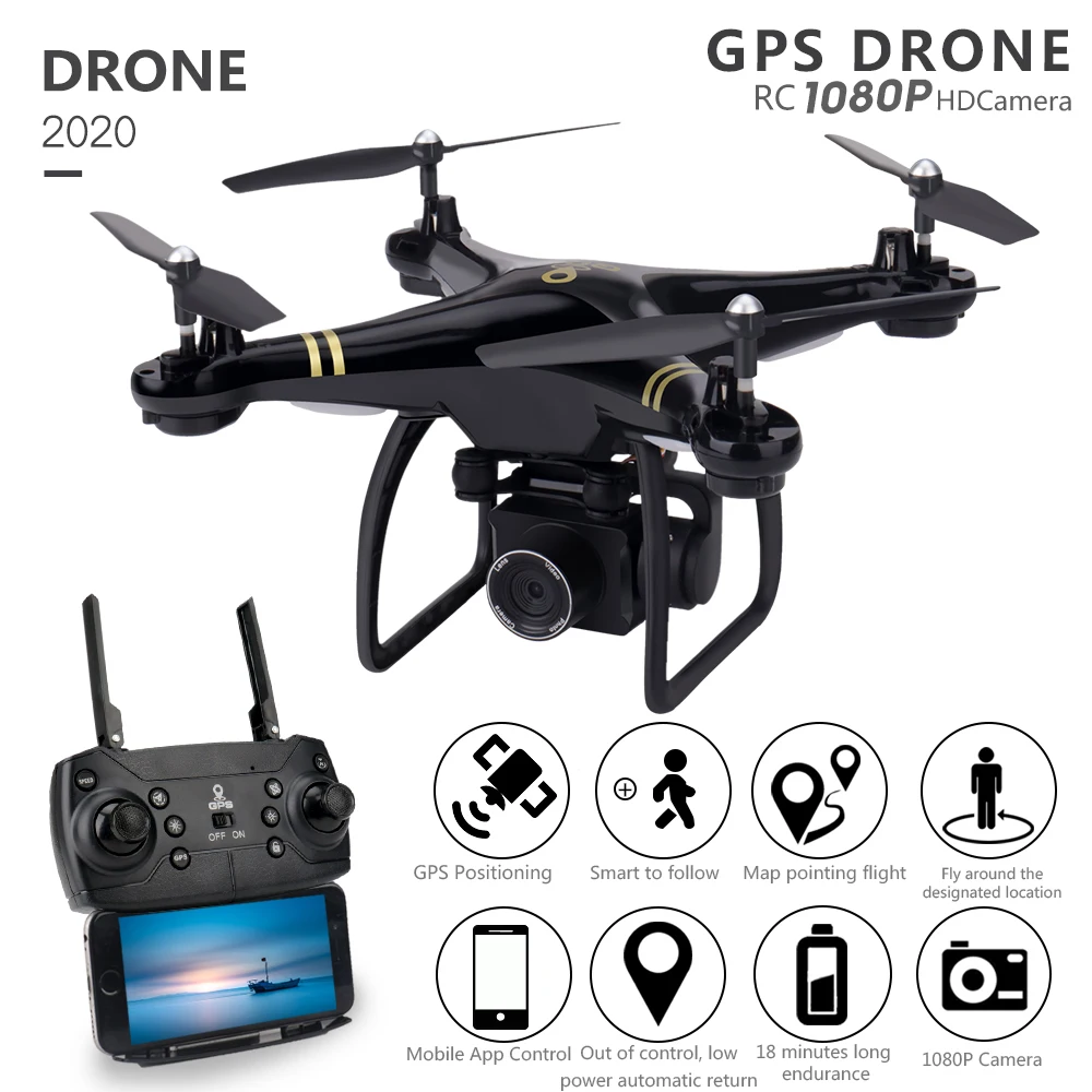 

101W GPS WIFI FPV Professional RC Drone 1080P HD PTZ Camera Real-Time Image Transmission Follow Mode Remote Control Quadcopter