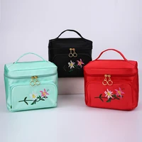 multifunctional travel makeup bag embroidery floral cosmetic bag toiletry organizer large capacity female storage make up case