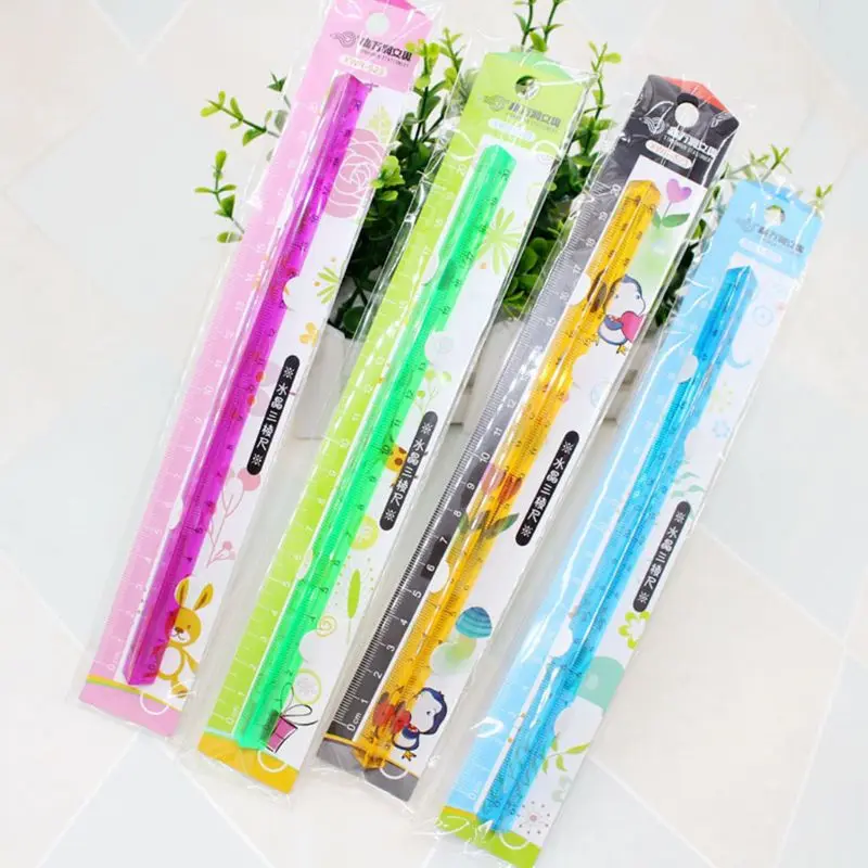 

20cm Beautiful Transparent Crystal Triangular Ruler Measuring Scale Tools for School Students Gift for Kids