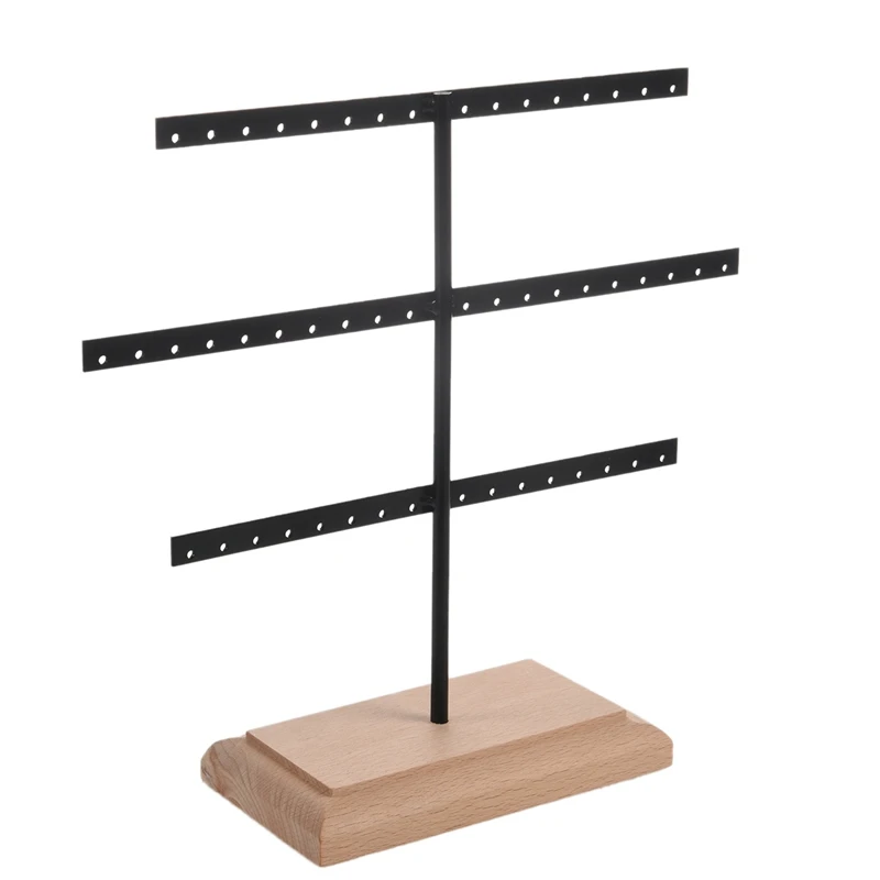 

2Pcs 52 Hook Earring Jewelry Organizer Earring Organizer Hanging Holder Necklace Display Stand - Black & White
