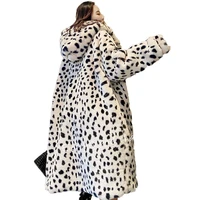 korean 2021 new imitation fur leopard print fur coat fur one coat women winter jacket women fashion hooded warm parkas jacket