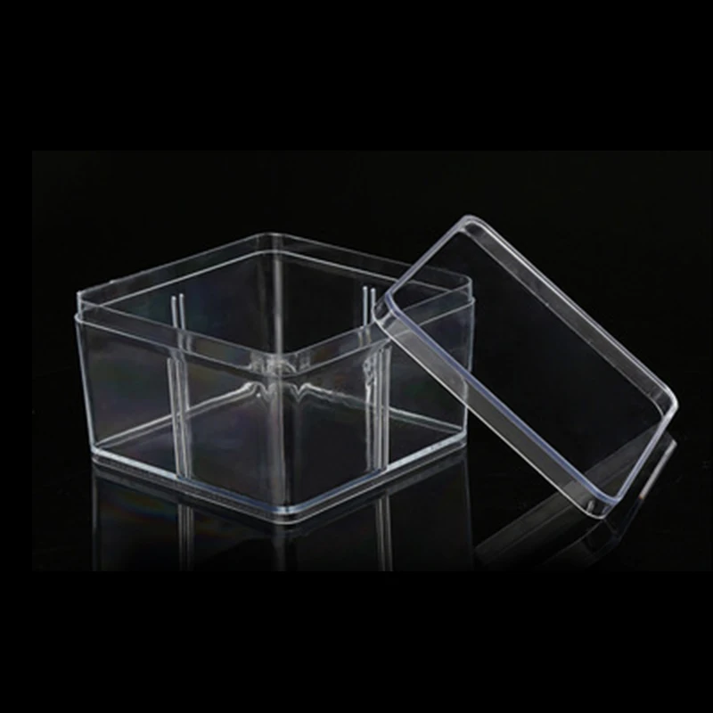 Высокая Прозрачная квадратная пластмассовая коробка с крышкой компоненты