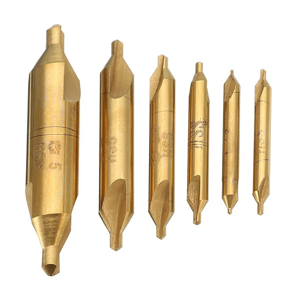 

6pcs 1/1.5/2/2.5/3/5mm Center Drills 60 Degree HSS Titanium Coated Countersink Drill Bit