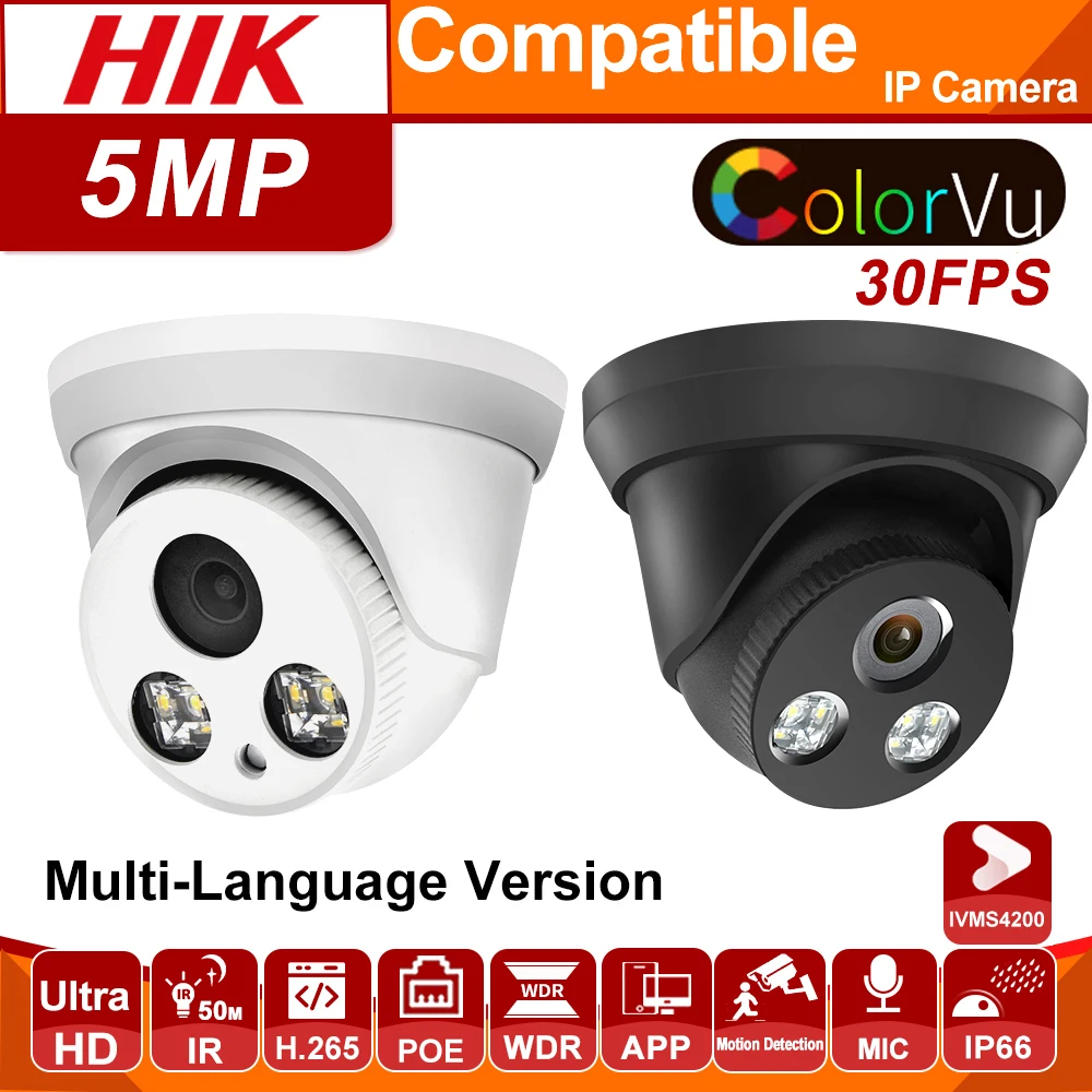 

Hikvision совместимый Hikvision оригинальный Сетевой видеорегистратор 5MP 4K цветной УФ Цветной яркий ночной версия IP HD POE H.265 черный цвет 30fps