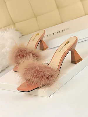 Босоножки с квадратным носком Женские босоножки на толстом высоком каблуке