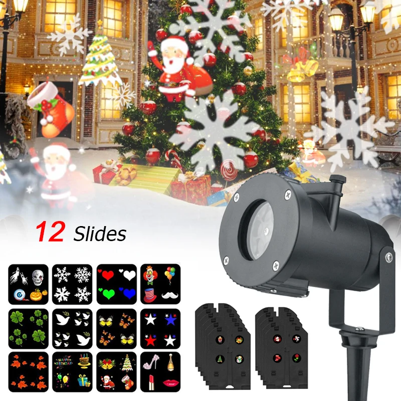 12 узор открытый водонепроницаемый светодиодный рождественский снежинка