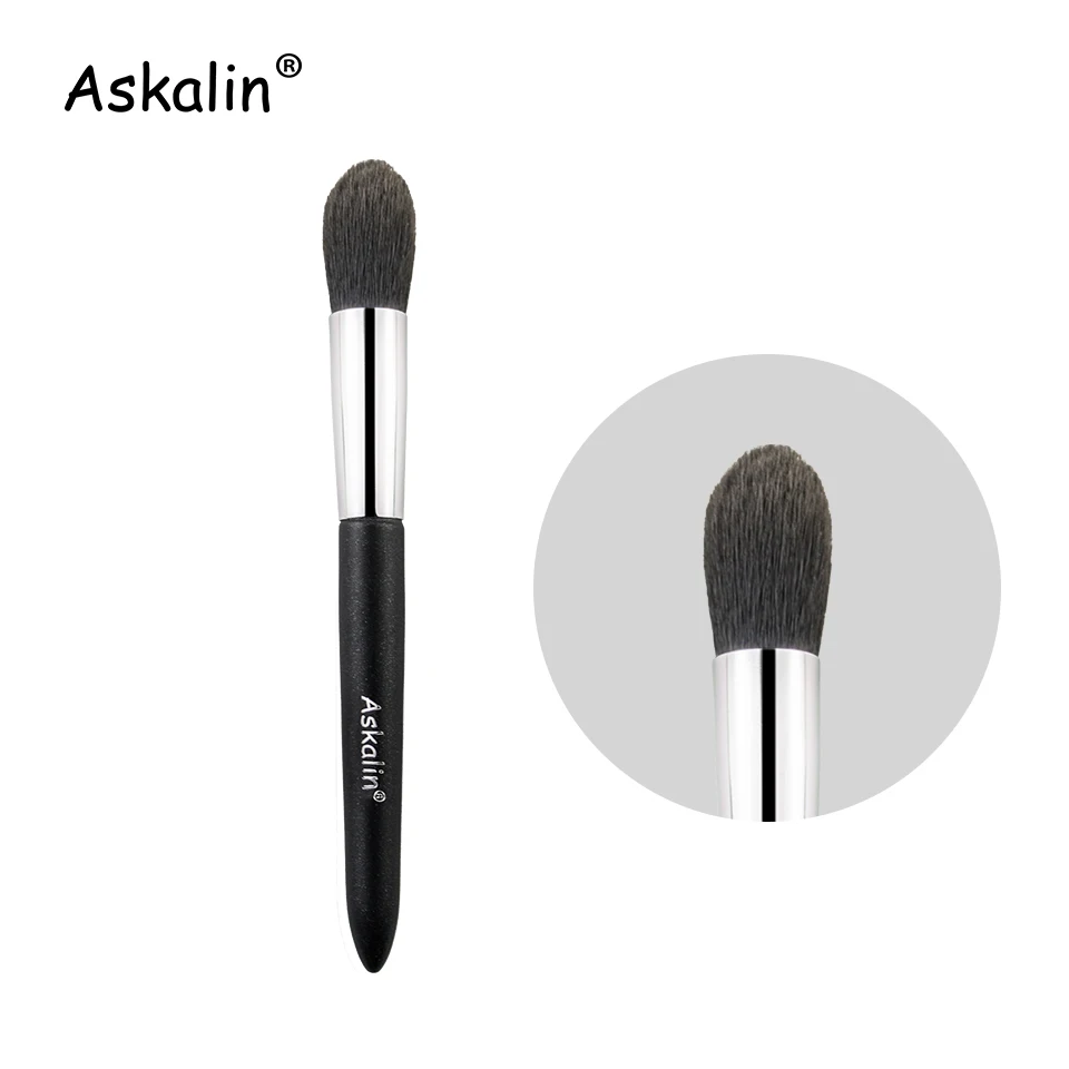Askalin 1 шт., Профессиональная Кисть для макияжа, нано Шерстяное волокно, румяна, матовая черная ручка, пушистые розовые волосы, кисть для путешествий - Handle Color: AL09