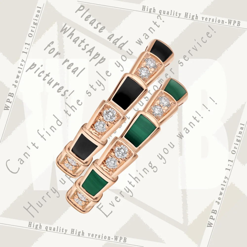 

WPB Rings High Version High Quality 1:1 Original Rome Shining+ Malachite/Black Stone Narrow Edition Snake Women Rings Couple