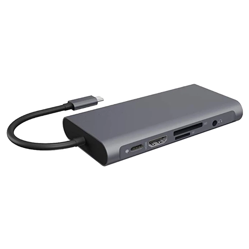 

X37A USB 3.0X3 Gigabit Ethernet Lan RJ45 USB Type C Hub Type-C To 4K VGA Adapter 10 in 1 Multi-Founctional Hub