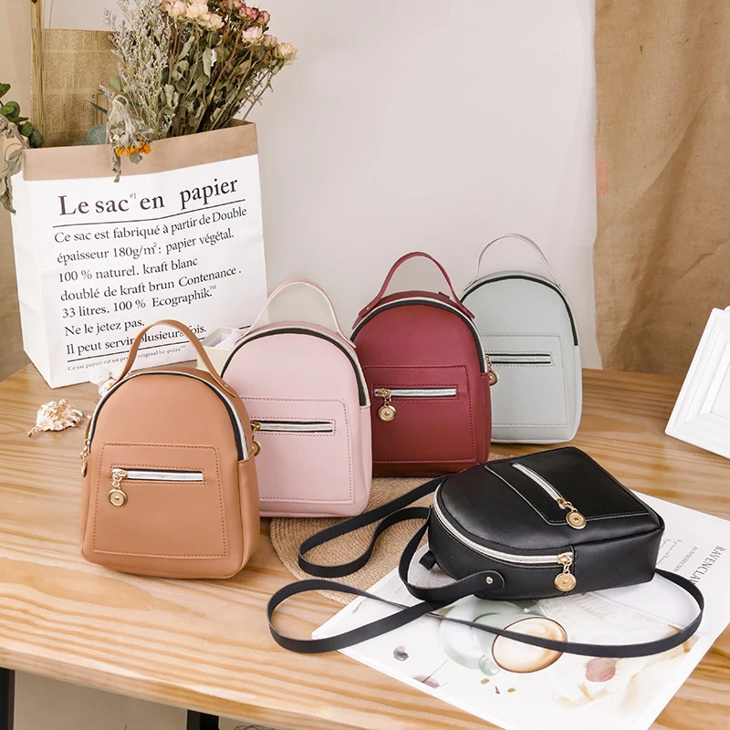 

Mini Backpack Cute Casual Daypack Zippered Pockets Crossbody Convertible Shoulder Bags for Women Girl New