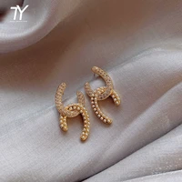2020 new geometric pearl zircon cross woman%e2%80%99s dangle earrings fashion korean jewelry luxury party elegant girl unusual earrings