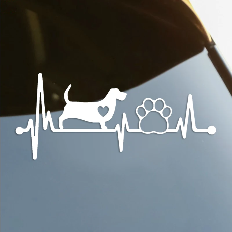 наклейки на авто Бассет хаунд Heartbeat Lifeline Paw водонепроницаемые наклейка для авто автонаклейка стикер этикеты винила наклейки стайлинга авто...