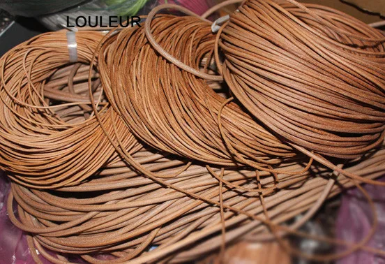 LOULEUR 5 м/лот 1,5 2 2,5 3 4 мм натуральный шнурок из коровьей кожи для браслета винтажные Коричневые круглые кожаные веревочки Ювелирные изделия