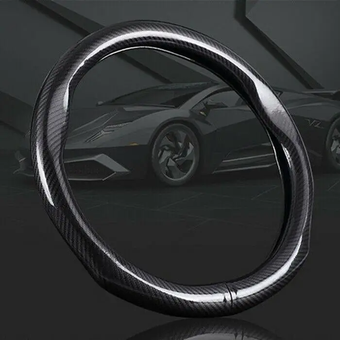 Авто-Стайлинг черное углеродное волокно ПВХ кожаный чехол рулевого колеса