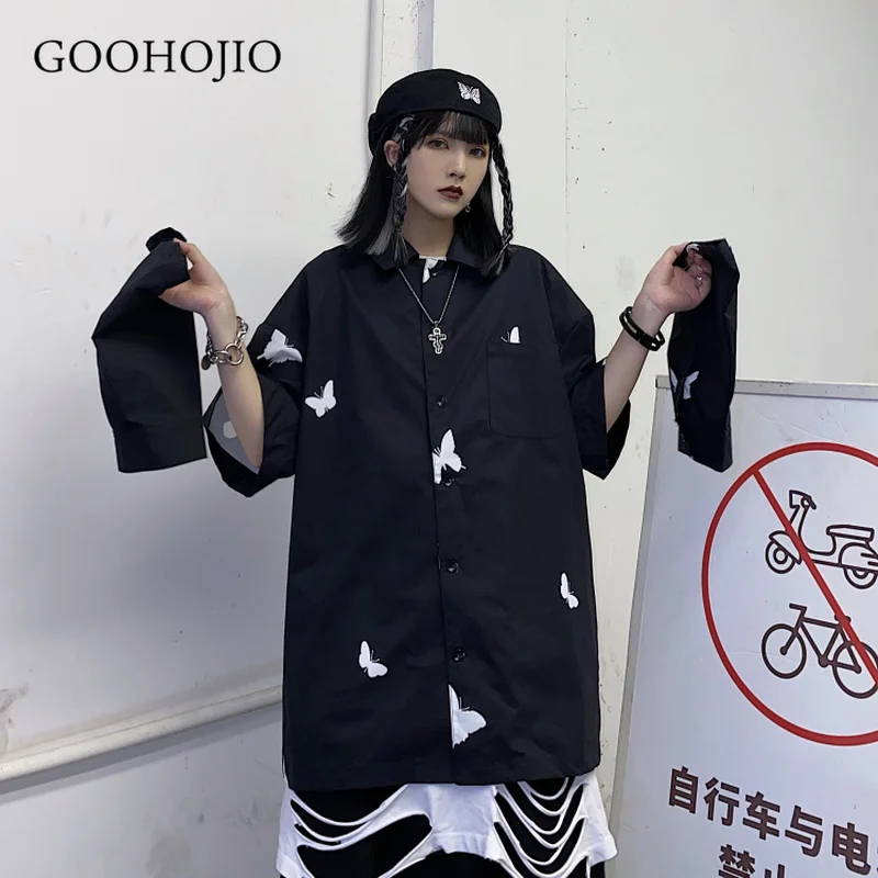 

GOOHOJIO 2021 New Spring and Autumn Long Sleeve Shirts for Women Fashionable Oversized Shirts Women Loose Butterfly Women Shirt