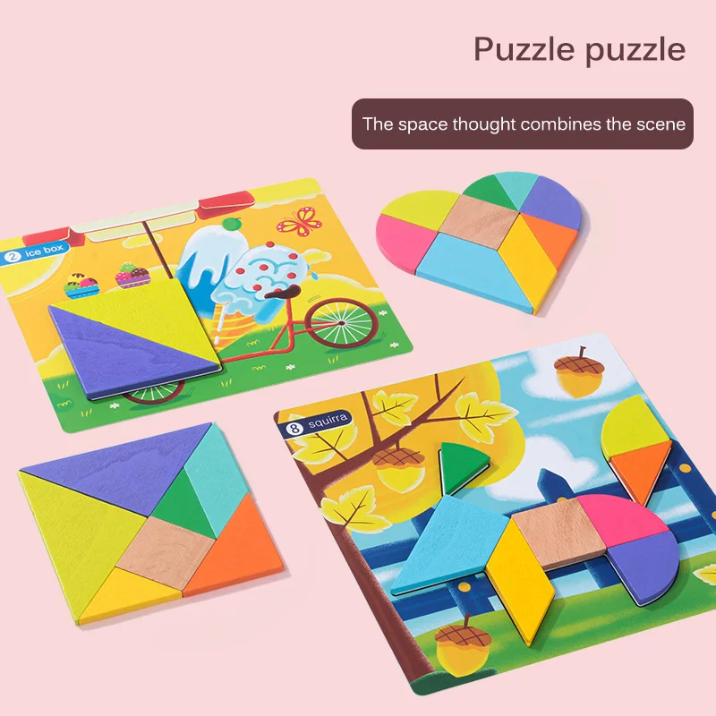 

Tangram Jigsaw 3D Animals Puzzle Kids Wooden Toys For Children Games Creative Puzzles Early Learning Educational Toys