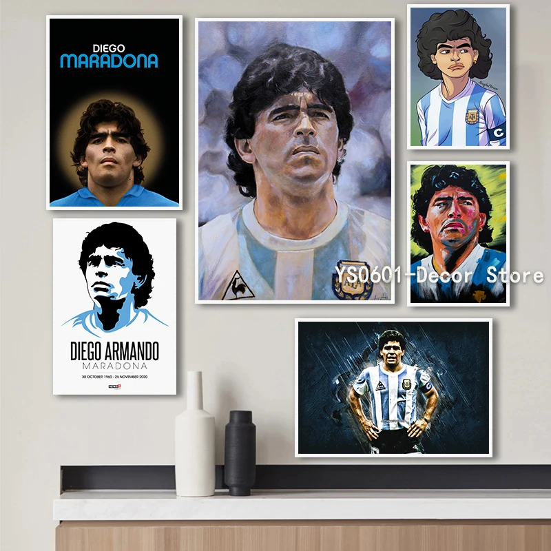 

Wall Art Canvas Painting Maradona Footballer Vintage Abstract Posters and Prints Pictures Home Living Room Decor (No Frame)