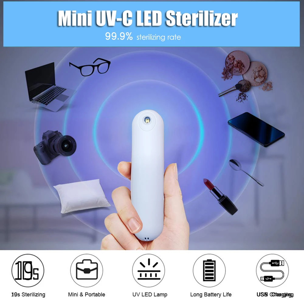 Мини УФ светильник стерилизатор ручной дезинфекционный карандаш аккумуляторная