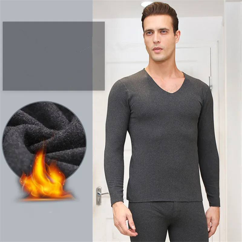 Обновленное двухстороннее бархатное мужское термобелье с V-образным вырезом