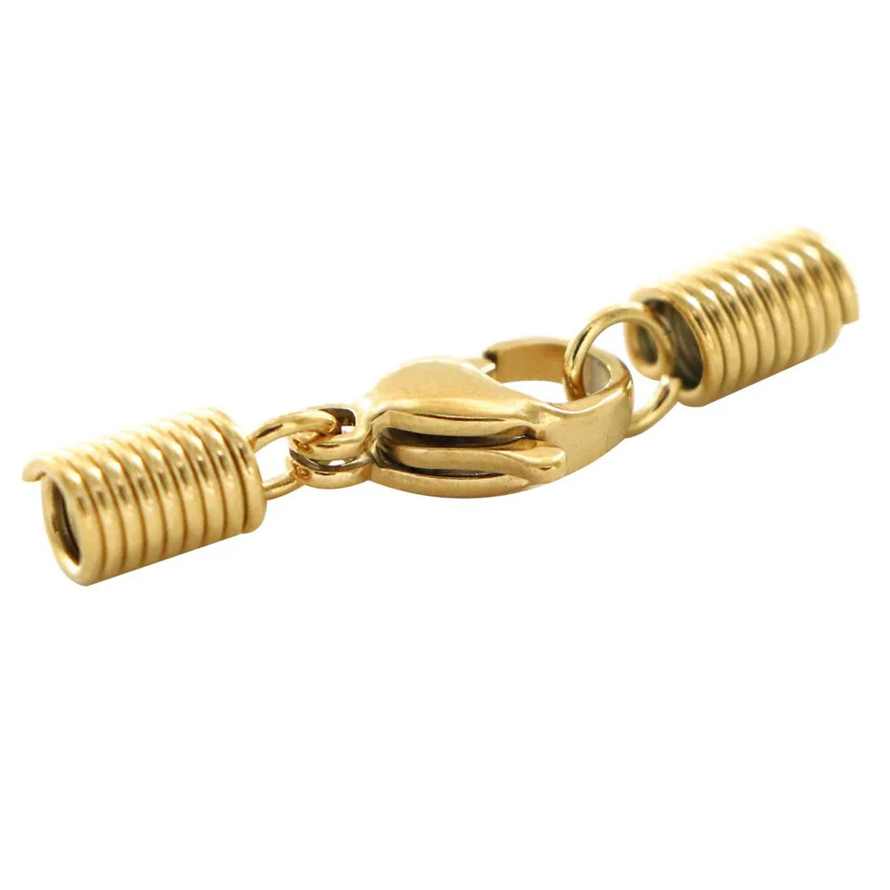 10 stücke/Los 1,5-5mm Edelstahl Leder Kordel Armband Hummer Verschlüsse Haken Crimps End spitze Kappen Anschlüsse für die Schmuck herstellung – Detail 4