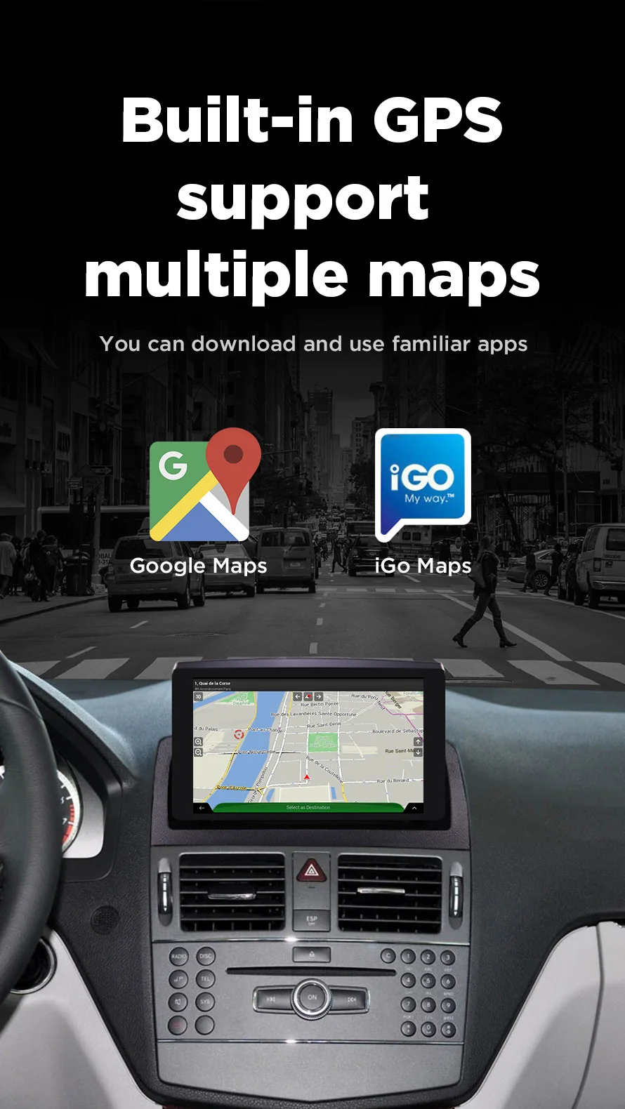Asvegen Android7.1Quad Core gps навигация HD сенсорный экран автомобильный мультимедийный плеер радио для Mercedes Benz C200 W204 2005-2012