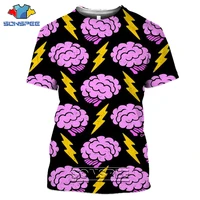 sonspee 3d print brain cerebrum cartoon lightning t shirt casual hip hop fitness cool short sleeve women mens tee top clothing